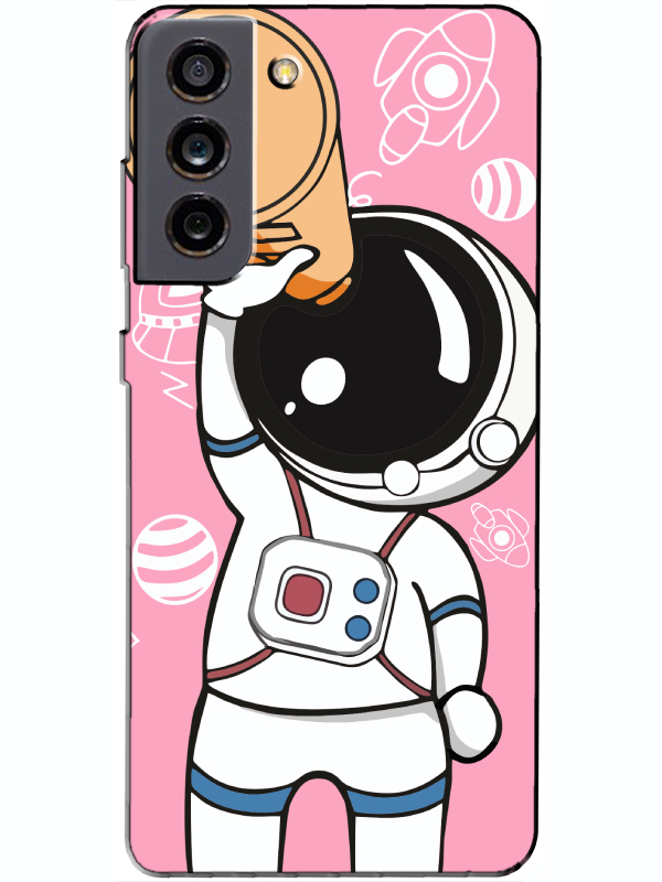 Samsung%20S21%20FE%20Astronot%20Pembe%20Telefon%20Kılıfı