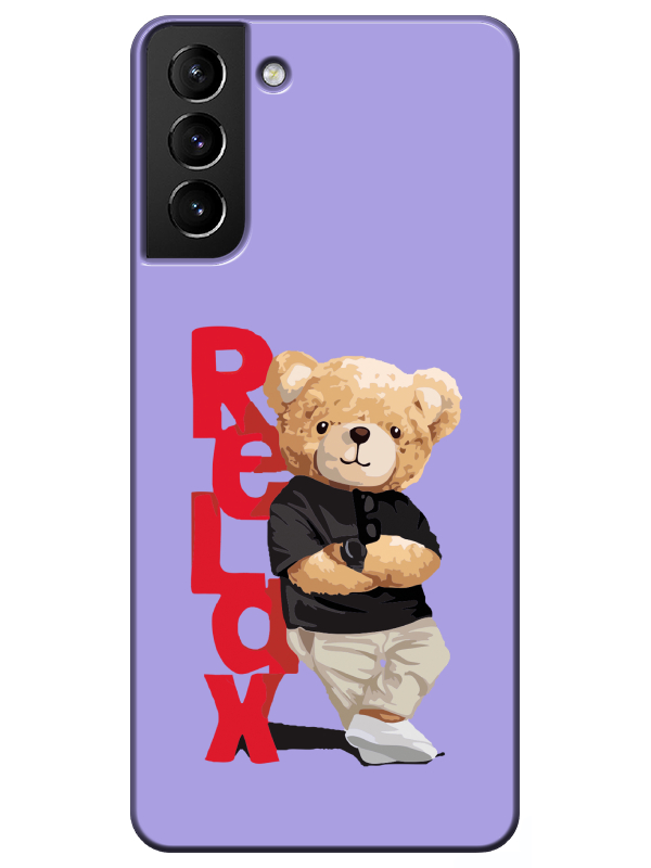 Samsung%20S21%20Plus%20Teddy%20Bear%20Relax%20Lila%20Telefon%20Kılıfı