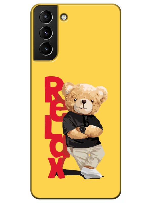 Samsung%20S21%20Plus%20Teddy%20Bear%20Relax%20Sarı%20Telefon%20Kılıfı