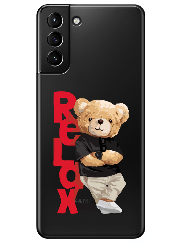 Samsung%20S21%20Plus%20Teddy%20Bear%20Relax%20Şeffaf%20Telefon%20Kılıfı