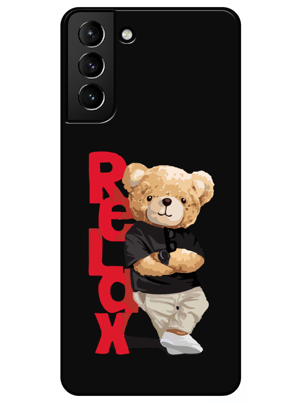 Samsung%20S21%20Plus%20Teddy%20Bear%20Relax%20Siyah%20Telefon%20Kılıfı