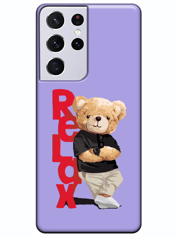 Samsung%20S21%20Ultra%20Teddy%20Bear%20Relax%20Lila%20Telefon%20Kılıfı