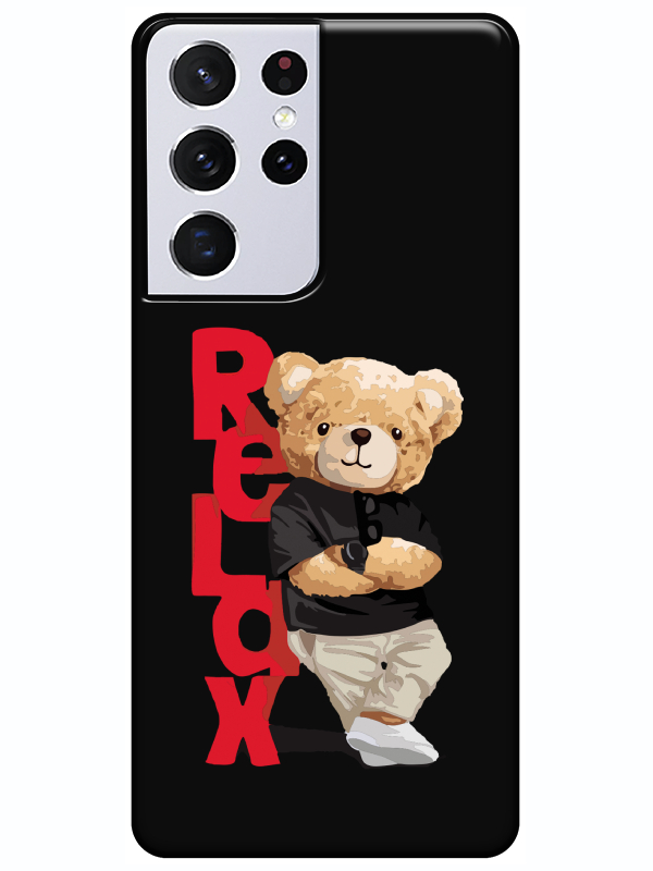 Samsung%20S21%20Ultra%20Teddy%20Bear%20Relax%20Siyah%20Telefon%20Kılıfı