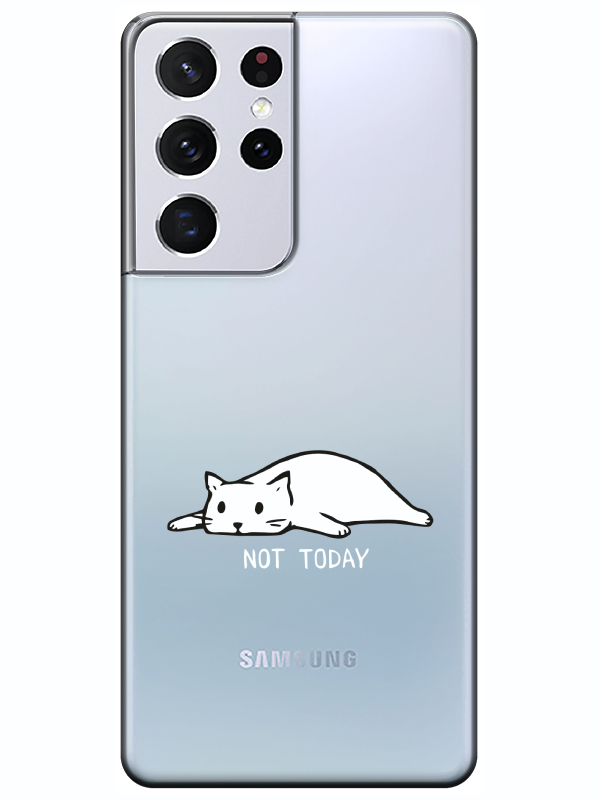 Samsung%20S21%20Ultra%20Not%20Today%20Kedi%20Şeffaf%20Telefon%20Kılıfı