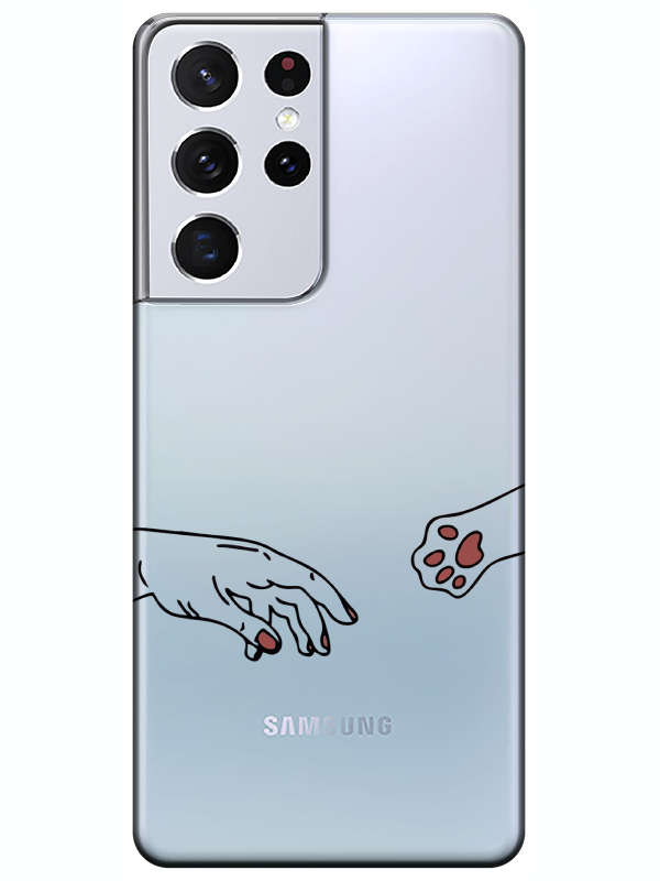 Samsung%20S21%20Ultra%20Hand%20And%20Paw%20Şeffaf%20Telefon%20Kılıfı