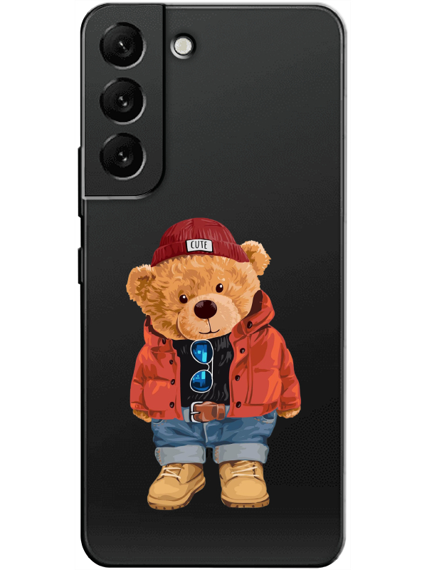 Samsung%20S22%20Teddy%20Bear%20Şeffaf%20Telefon%20Kılıfı