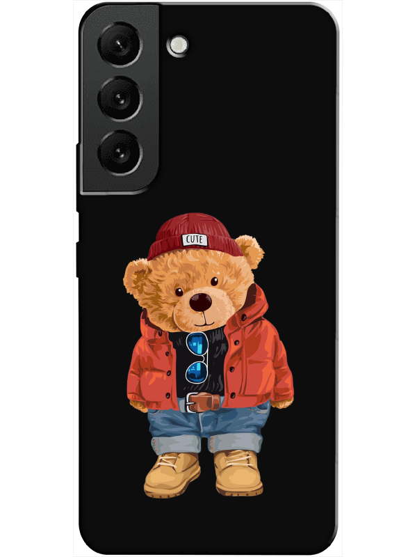 Samsung%20S22%20Teddy%20Bear%20Siyah%20Telefon%20Kılıfı