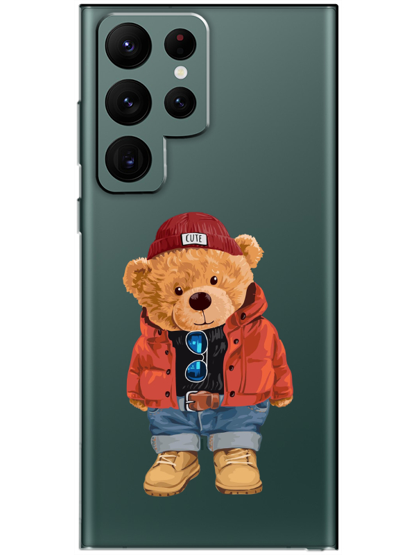 Samsung%20S22%20Ultra%20Teddy%20Bear%20Şeffaf%20Telefon%20Kılıfı