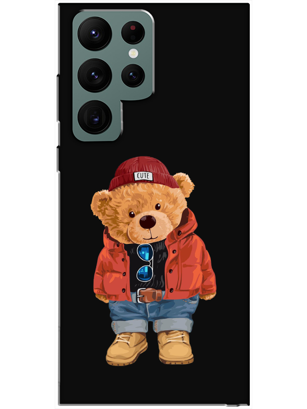 Samsung%20S22%20Ultra%20Teddy%20Bear%20Siyah%20Telefon%20Kılıfı