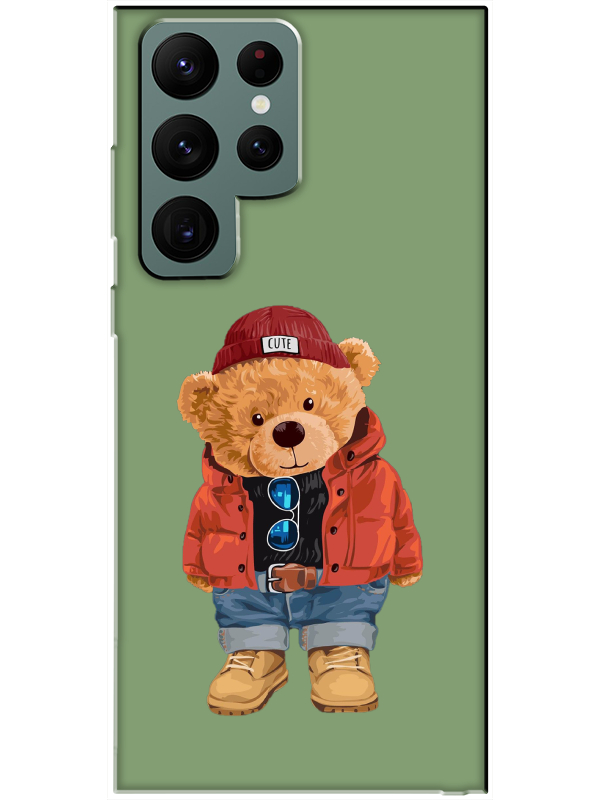 Samsung%20S22%20Ultra%20Teddy%20Bear%20Yeşil%20Telefon%20Kılıfı