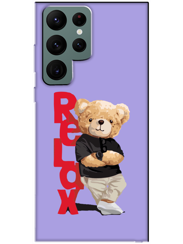 Samsung%20S22%20Ultra%20Teddy%20Bear%20Relax%20Lila%20Telefon%20Kılıfı