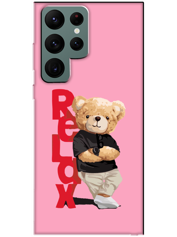 Samsung%20S22%20Ultra%20Teddy%20Bear%20Relax%20Pembe%20Telefon%20Kılıfı