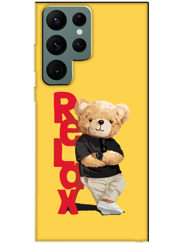 Samsung%20S22%20Ultra%20Teddy%20Bear%20Relax%20Sarı%20Telefon%20Kılıfı