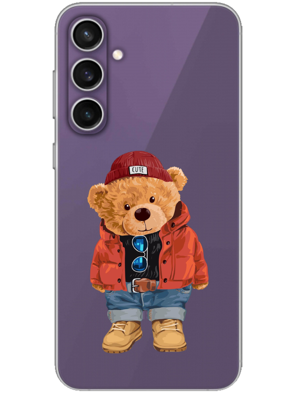 Samsung%20S23%20FE%20Teddy%20Bear%20Şeffaf%20Telefon%20Kılıfı