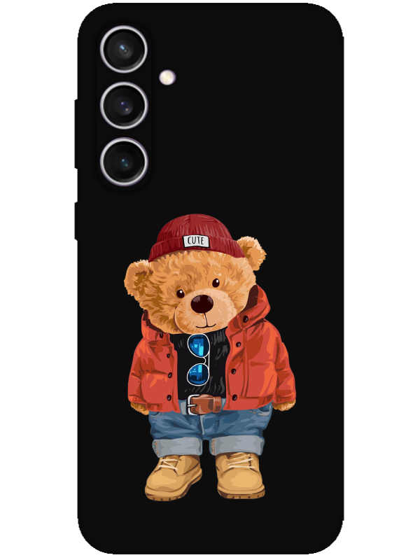 Samsung%20S23%20FE%20Teddy%20Bear%20Siyah%20Telefon%20Kılıfı