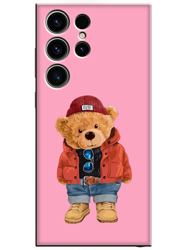 Samsung%20S23%20Ultra%20Teddy%20Bear%20Pembe%20Telefon%20Kılıfı