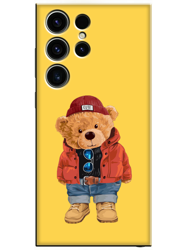 Samsung%20S23%20Ultra%20Teddy%20Bear%20Sarı%20Telefon%20Kılıfı