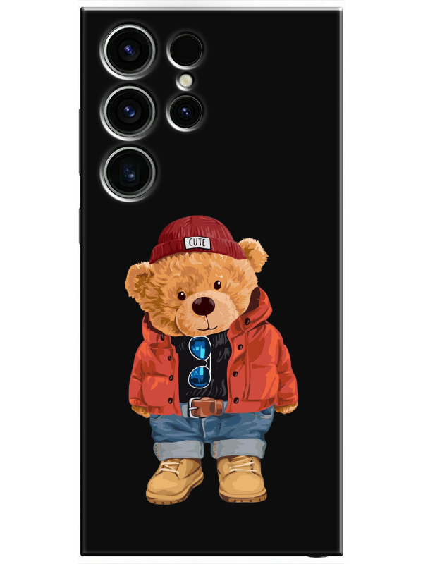 Samsung%20S23%20Ultra%20Teddy%20Bear%20Siyah%20Telefon%20Kılıfı