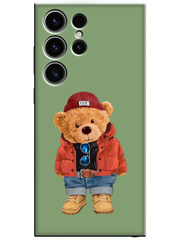 Samsung%20S23%20Ultra%20Teddy%20Bear%20Yeşil%20Telefon%20Kılıfı