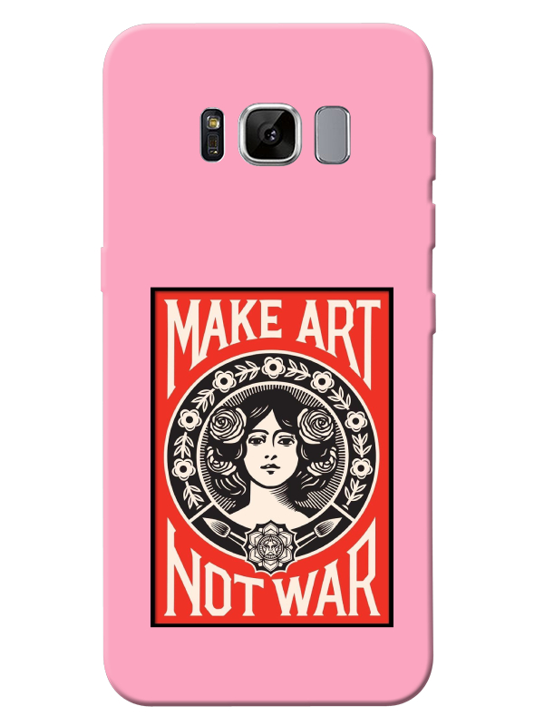 Samsung%20S8%20Make%20Art%20Not%20War%20Pembe%20Telefon%20Kılıfı