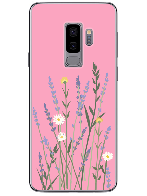 Samsung%20S9%20Lavanta%20Desenli%20Pembe%20Telefon%20Kılıfı