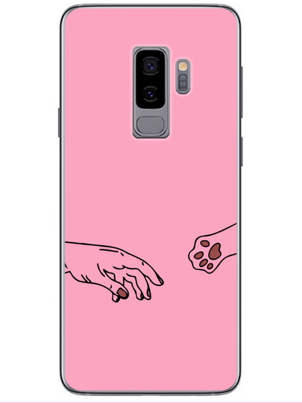 Samsung%20S9%20Hand%20And%20Paw%20Pembe%20Telefon%20Kılıfı