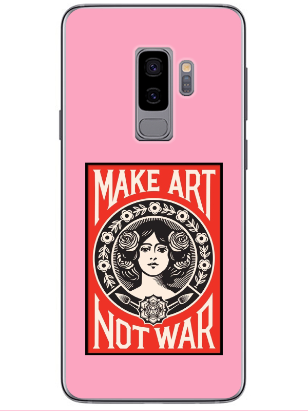 Samsung%20S9%20Make%20Art%20Not%20War%20Pembe%20Telefon%20Kılıfı