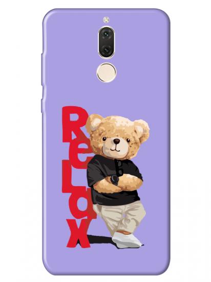 Huawei Mate 10 Lite Teddy Bear Relax Lila Telefon Kılıfı