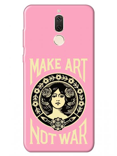 Huawei Mate 10 Lite Make Art Not War Pembe Telefon Kılıfı