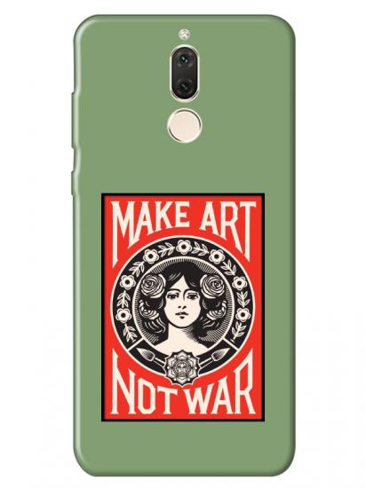 Huawei Mate 10 Lite Make Art Not War Yeşil Telefon Kılıfı