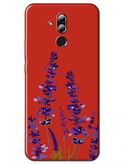 Huawei Mate 20 Lite Lavanta Desenli Kırmızı Telefon Kılıfı