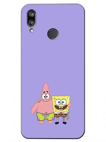 Huawei P20 Lite Sünger Bob Ve Patrickstar Lila Telefon Kılıfı