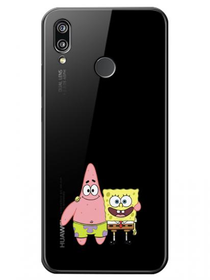 Huawei P20 Lite Sünger Bob Ve Patrickstar Şeffaf Telefon Kılıfı