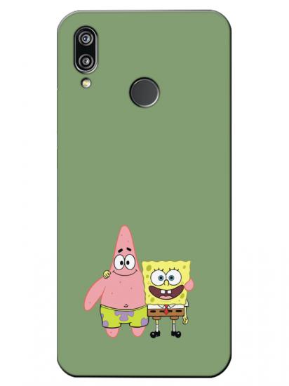 Huawei P20 Lite Sünger Bob Ve Patrickstar Yeşil Telefon Kılıfı