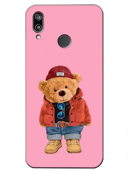 Huawei P20 Lite Teddy Bear Pembe Telefon Kılıfı