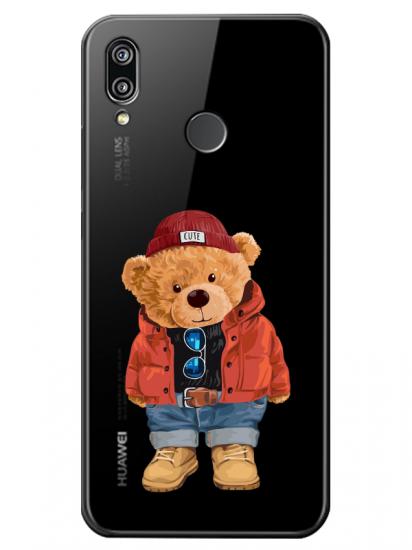 Huawei P20 Lite Teddy Bear Şeffaf Telefon Kılıfı