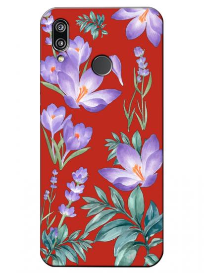 Huawei P20 Lite Kış Çiçeği Kırmızı Telefon Kılıfı