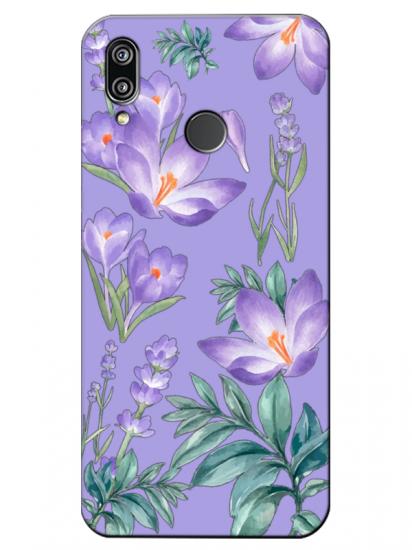 Huawei P20 Lite Kış Çiçeği Lila Telefon Kılıfı