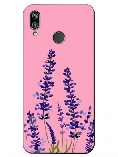 Huawei P20 Lite Lavanta Desenli Pembe Telefon Kılıfı