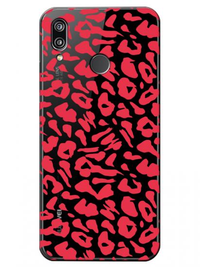 Huawei P20 Lite Leopar Desenli Şeffaf Telefon Kılıfı