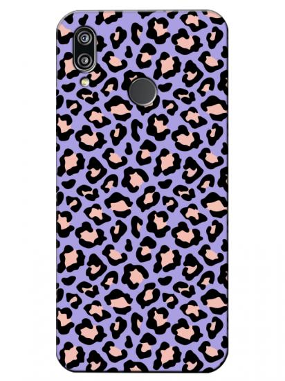 Huawei P20 Lite Leopar Desenli Lila Telefon Kılıfı