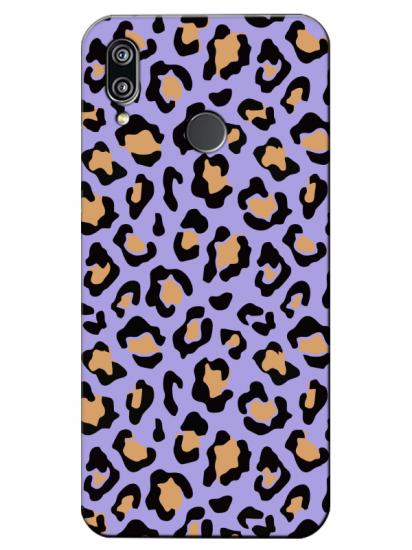 Huawei P20 Lite Leopar Desenli Lila Telefon Kılıfı