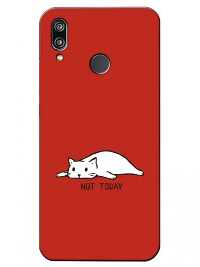 Huawei P20 Lite Not Today Kedi Kırmızı Telefon Kılıfı