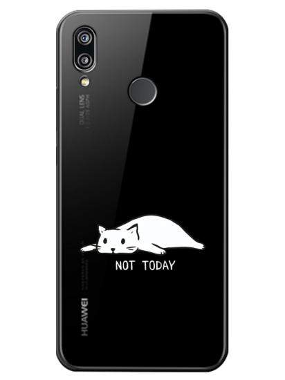 Huawei P20 Lite Not Today Kedi Şeffaf Telefon Kılıfı