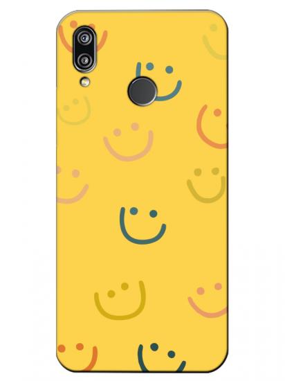 Huawei P20 Lite Emoji Gülen Yüz Sarı Telefon Kılıfı