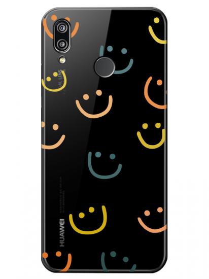 Huawei P20 Lite Emoji Gülen Yüz Şeffaf Telefon Kılıfı