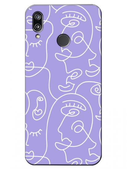 Huawei P20 Lite Face Art Lila Telefon Kılıfı