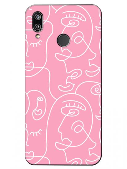 Huawei P20 Lite Face Art Pembe Telefon Kılıfı