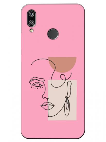 Huawei P20 Lite Women Art Pembe Telefon Kılıfı