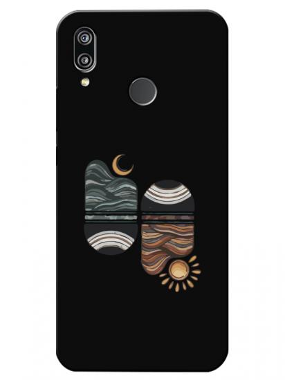 Huawei P20 Lite Sunset Wave Siyah Telefon Kılıfı